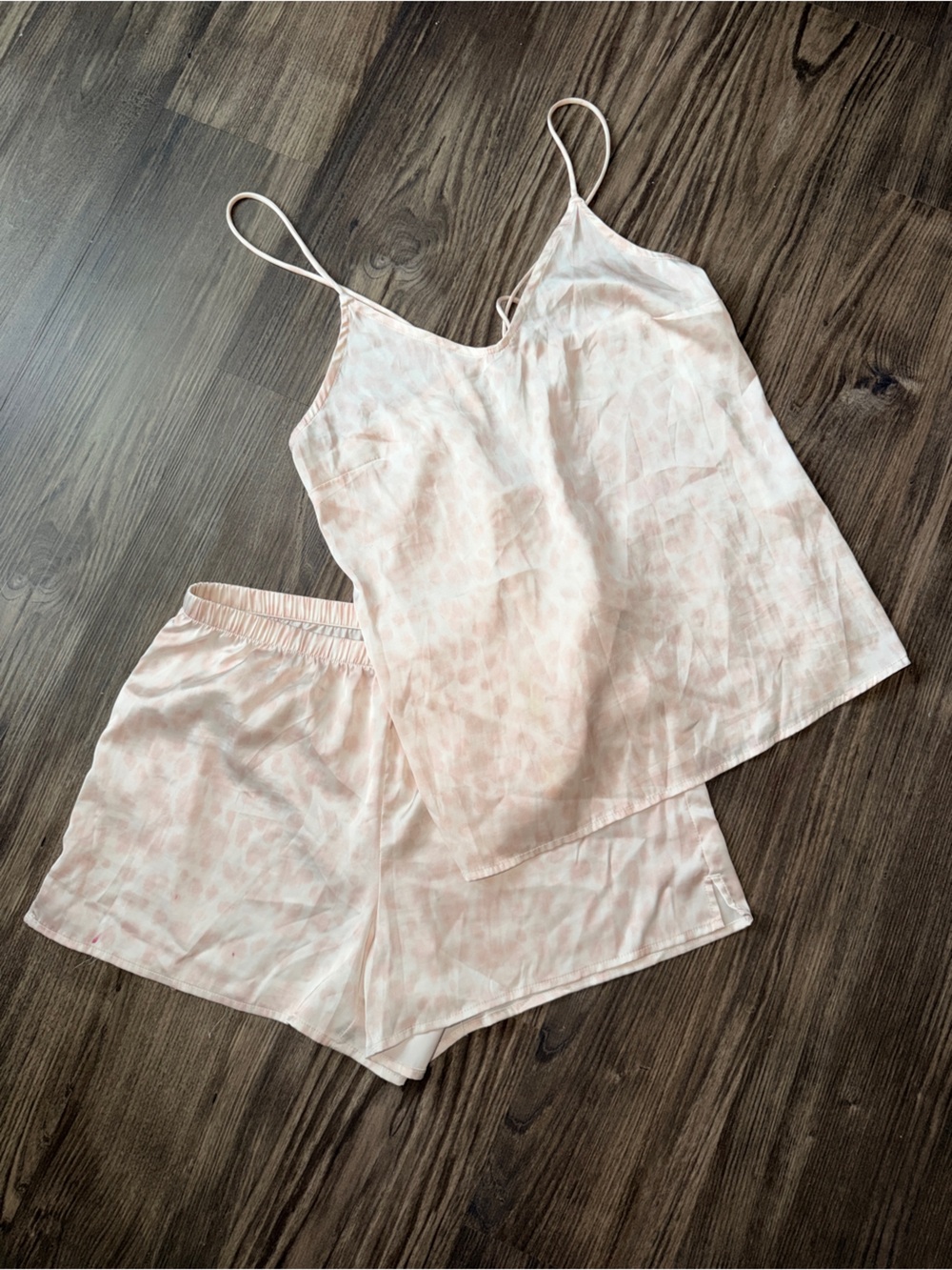 stars above Pale Blush Satin Cami & Short Set with Subtle Print